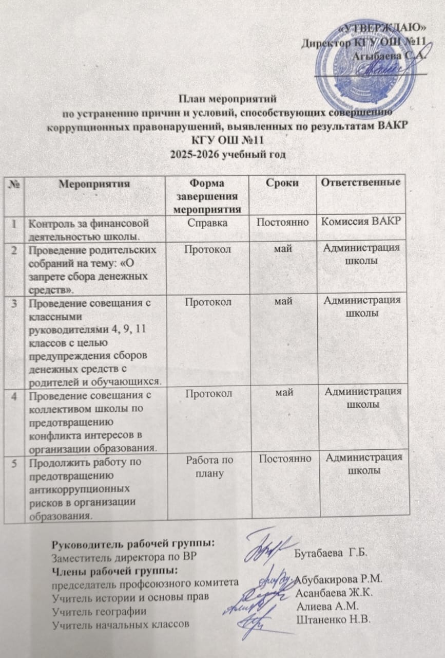 Іс-шара жоспары / План мероприятий