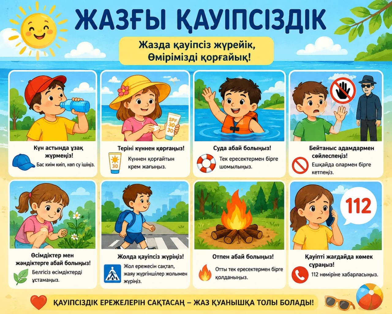 БАЛАЛАРДЫҢ ЖАЗҒЫ КЕЗЕҢДЕГІ ҚАУІПСІЗДІГІ/ БЕЗОПАСНОСТЬ ДЕТЕЙ В ЛЕТНИЙ ПЕРИОД