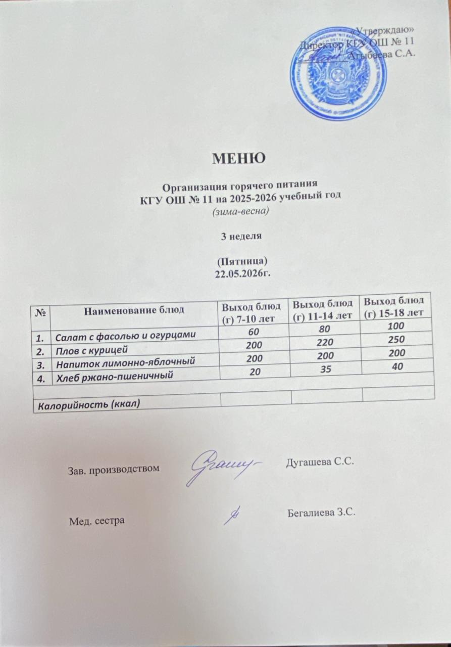 Мәзір/Меню